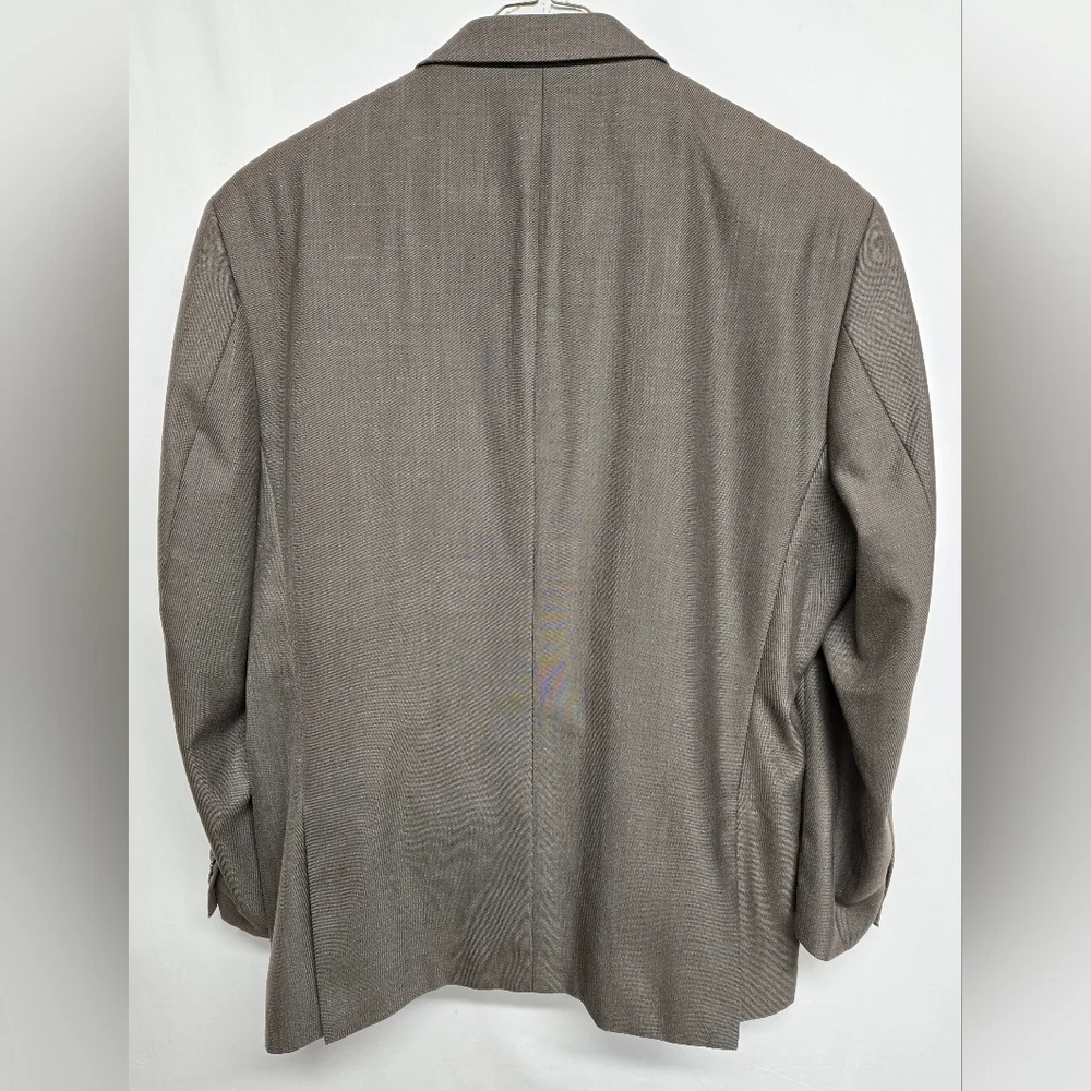 George Mens Suit 40 Waist 32 Inseam Taupe Brown Lapel Pleats Formal Business